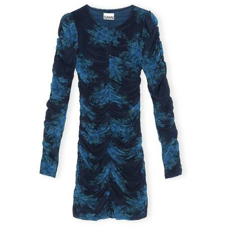 Printed Mesh Mini Dress