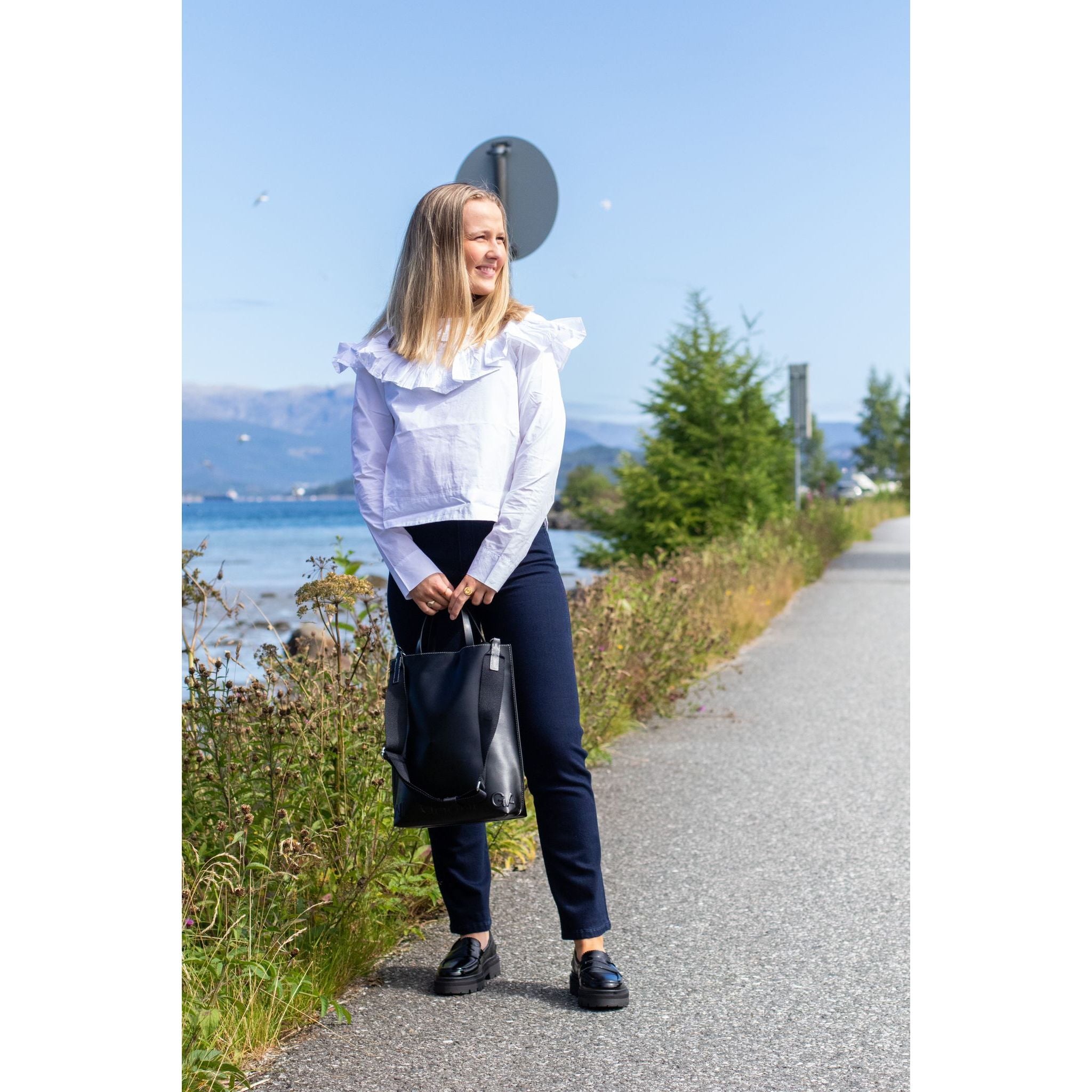 Cotton Poplin Frill Blouse