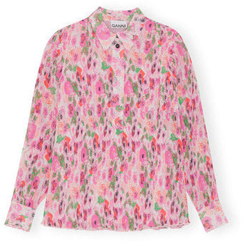 Pleated Georgette Half Placket Blouse GRS