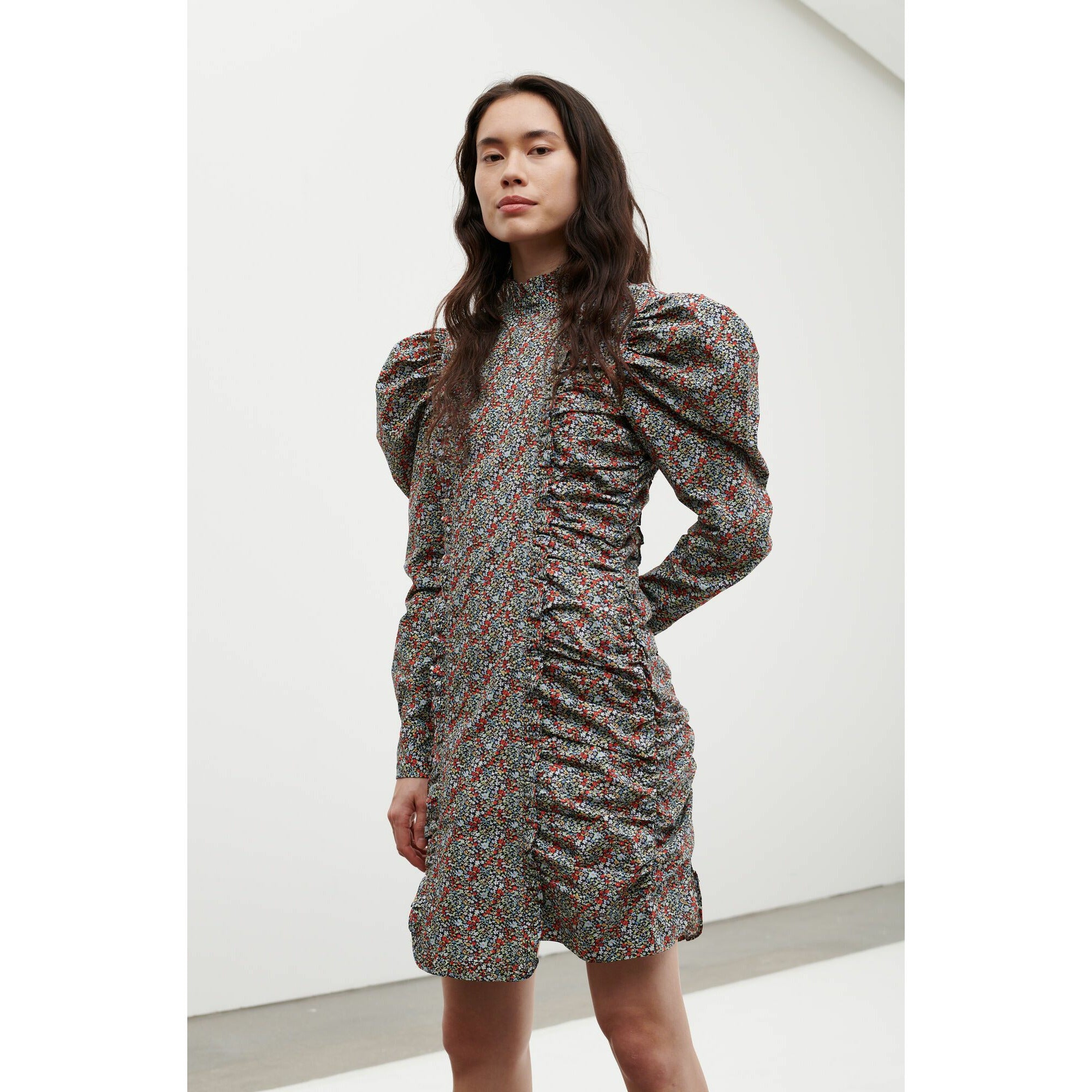 High Collar Fitted Mini Dress