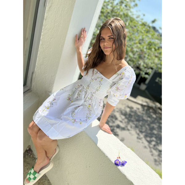 Printed Cotton Mini Smock Dress
