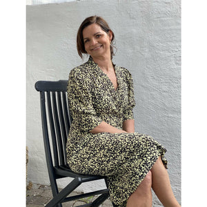 Printed Crepe Wrap Ruffle
