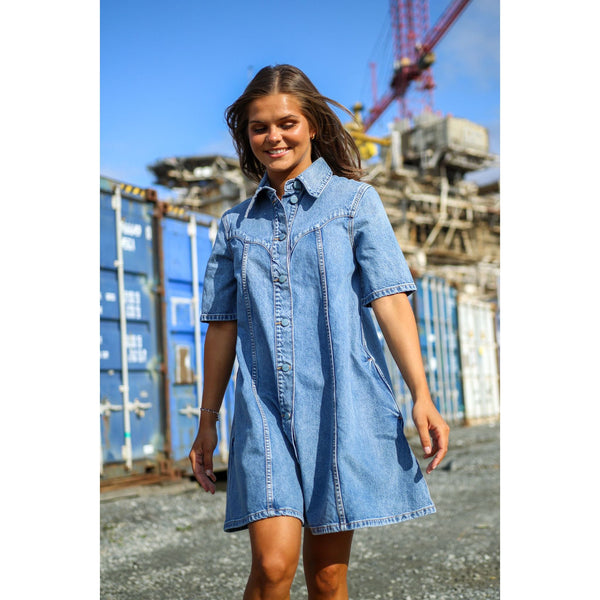 Vintage Washed Denim Mini Dress