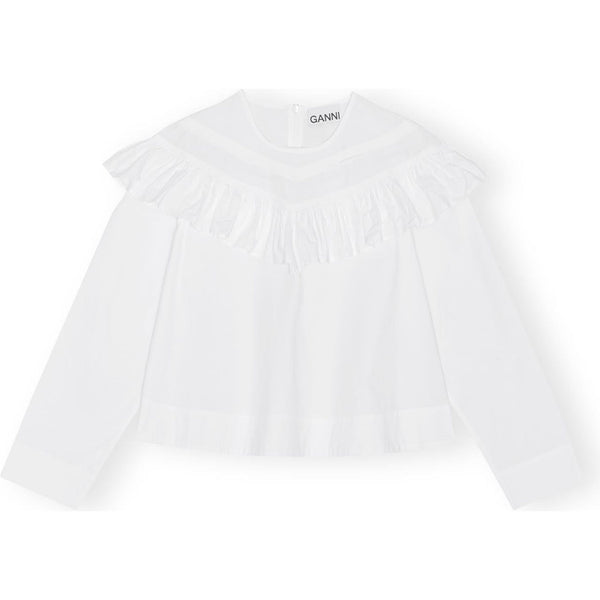 Cotton Poplin Frill Blouse