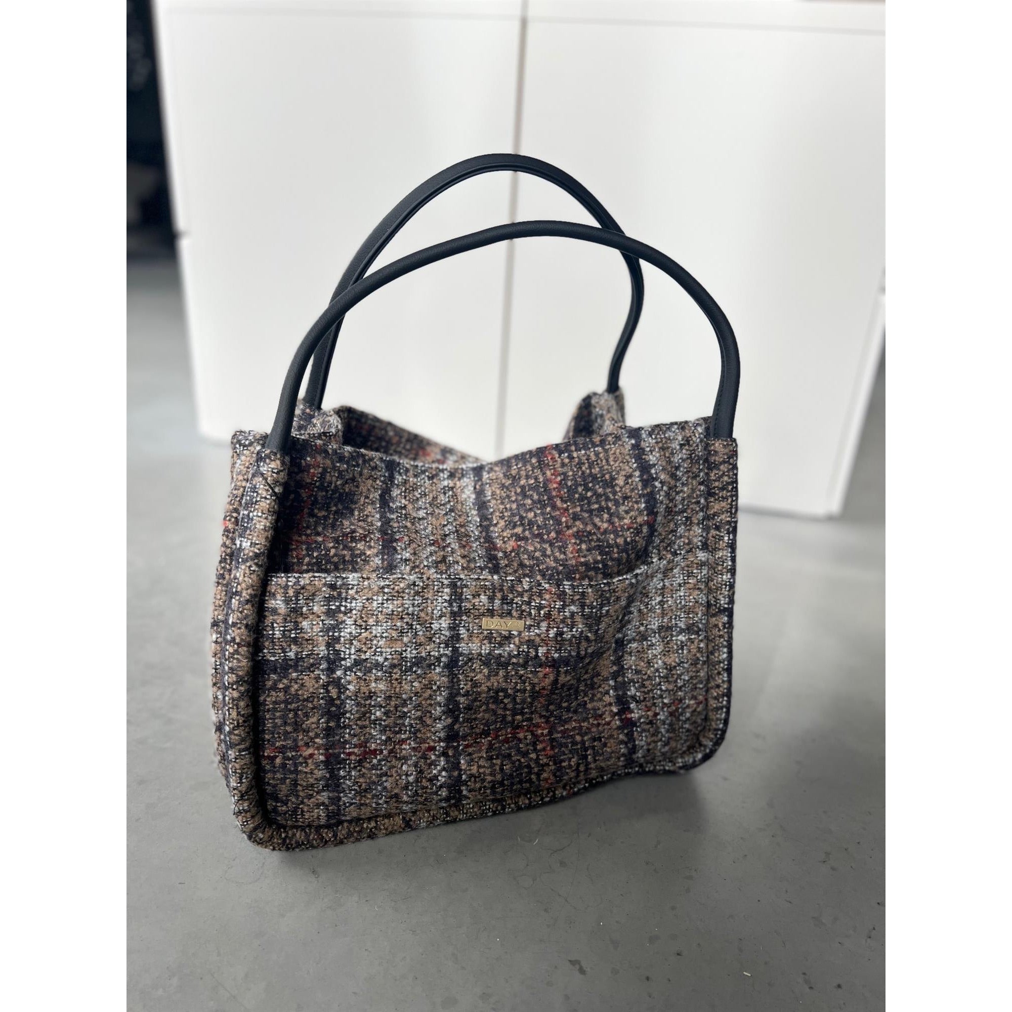 Day Woolen Check Small Shopper
