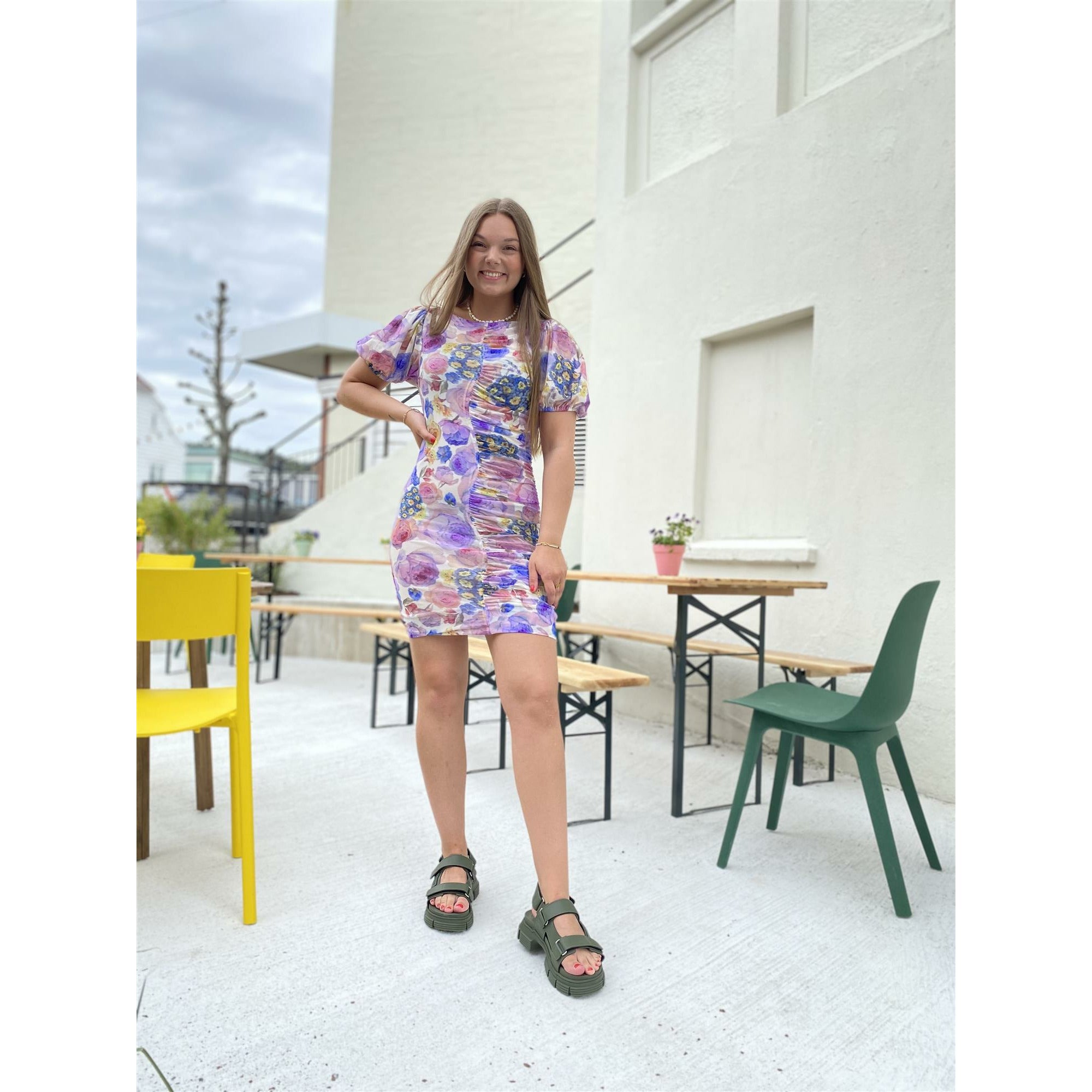 Mini Dress Printed Mesh