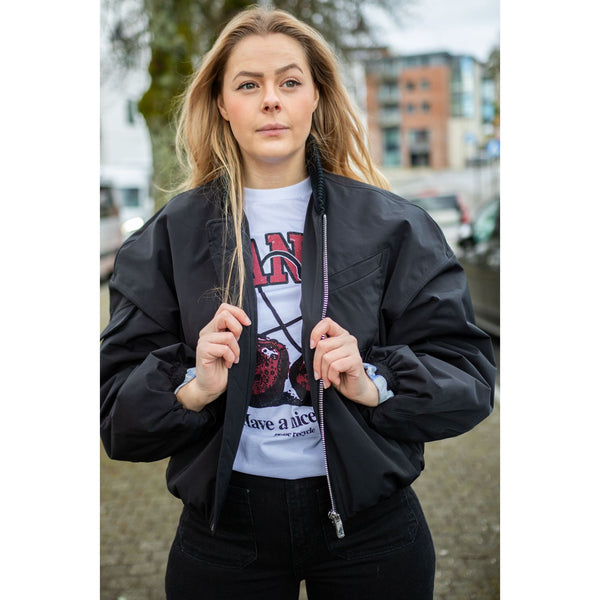 Light Twill Oversized Short Bomber Jacket