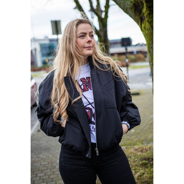 Light Twill Oversized Short Bomber Jacket