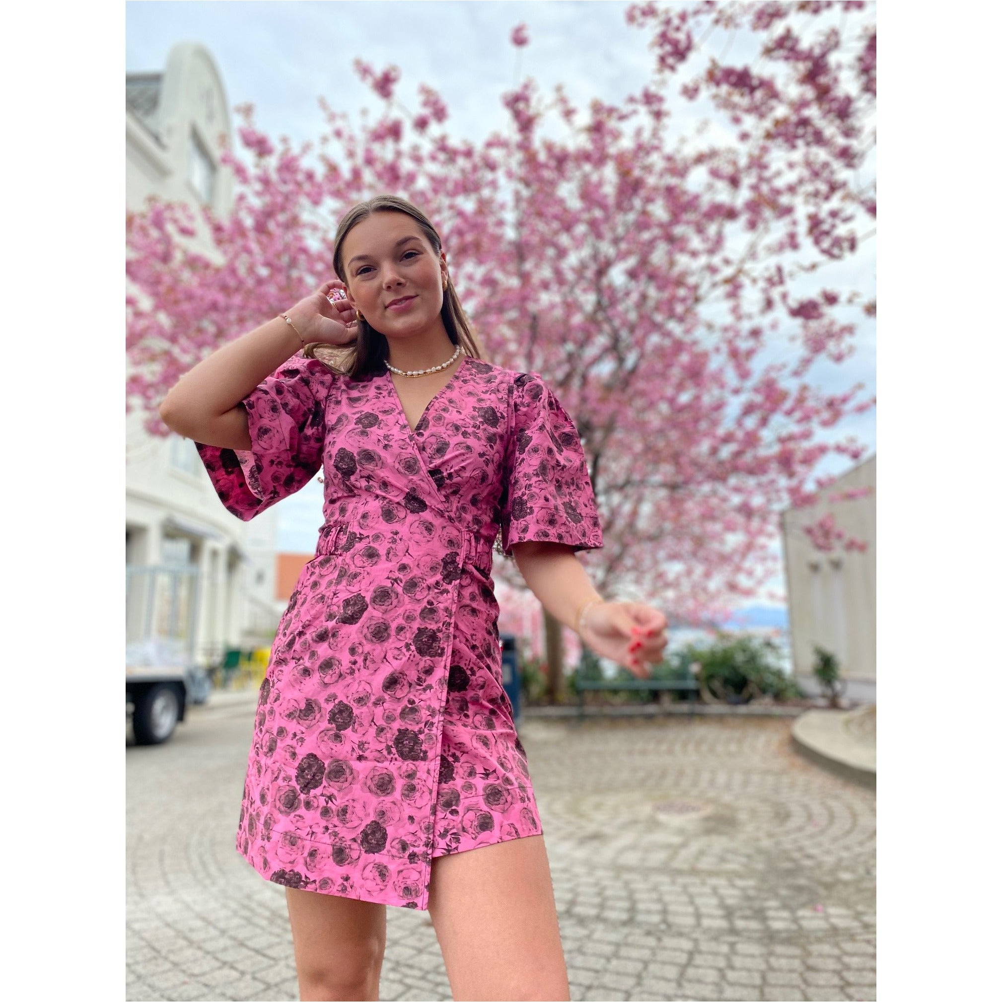 Mini Dress Printed Cotton Poplin