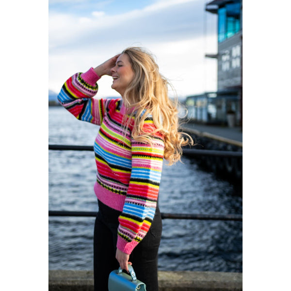 Soft Wool Stripe O-neck