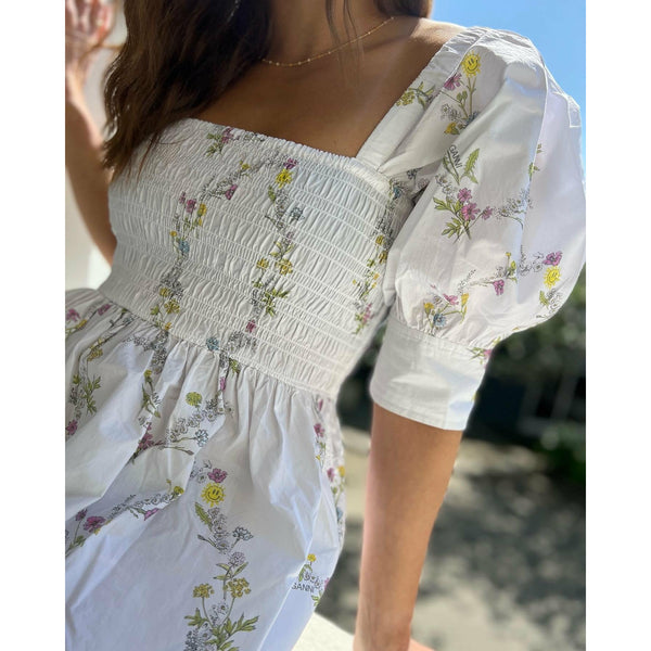 Printed Cotton Mini Smock Dress