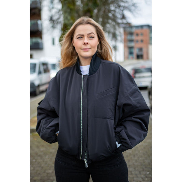 Light Twill Oversized Short Bomber Jacket