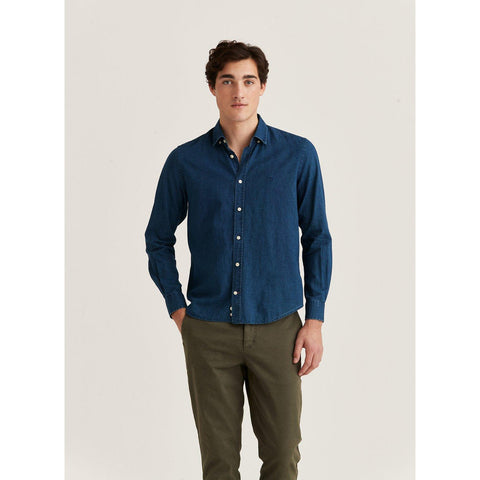 Indigo Linen BD Shirt Herre