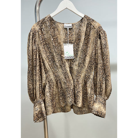 Printed Light Crepe Smock Blouse