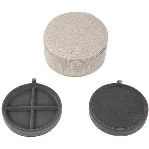 Jewlery box Belgian linen round beige