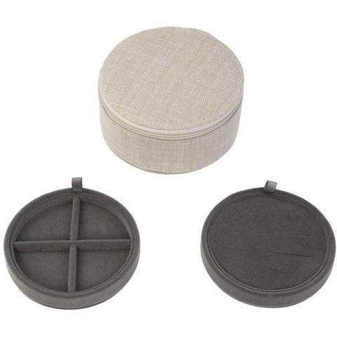 Jewlery box Belgian linen round beige
